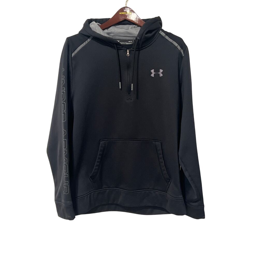 Under Armour ColdGear Men's Black 1/4 Zip Hoodie Pullover Large Loose Fit NB5